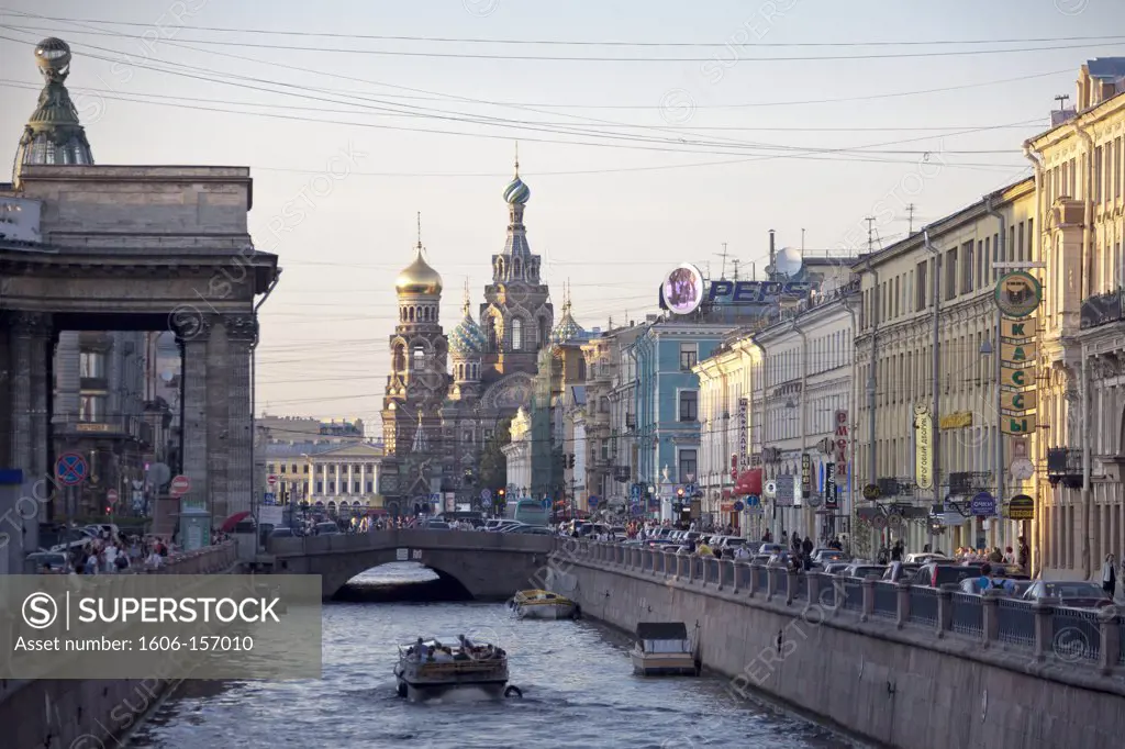 Rusia , San Petersburg City ,Griboyedova Canal and church of the Savior on Spilled Blood
