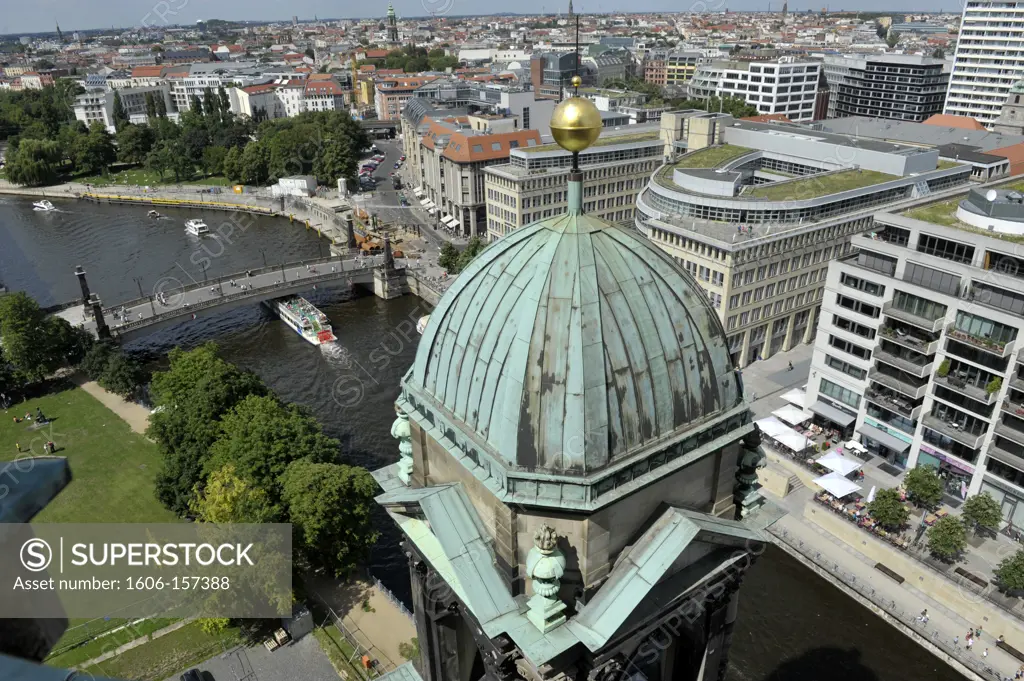 Europe, Germany, the Lustgarten or Pleasure Garden and Spree river and Berlin Cathedral in Berlin