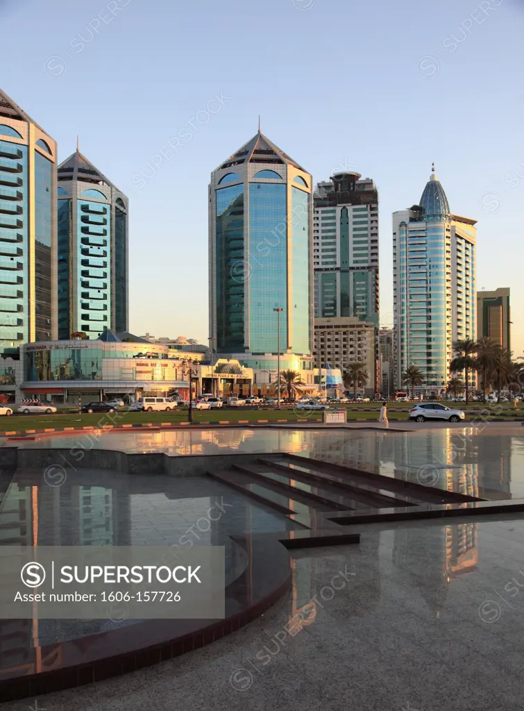 United Arab Emirates, Sharjah, Crystal Plaza, skyline, skyscrapers,