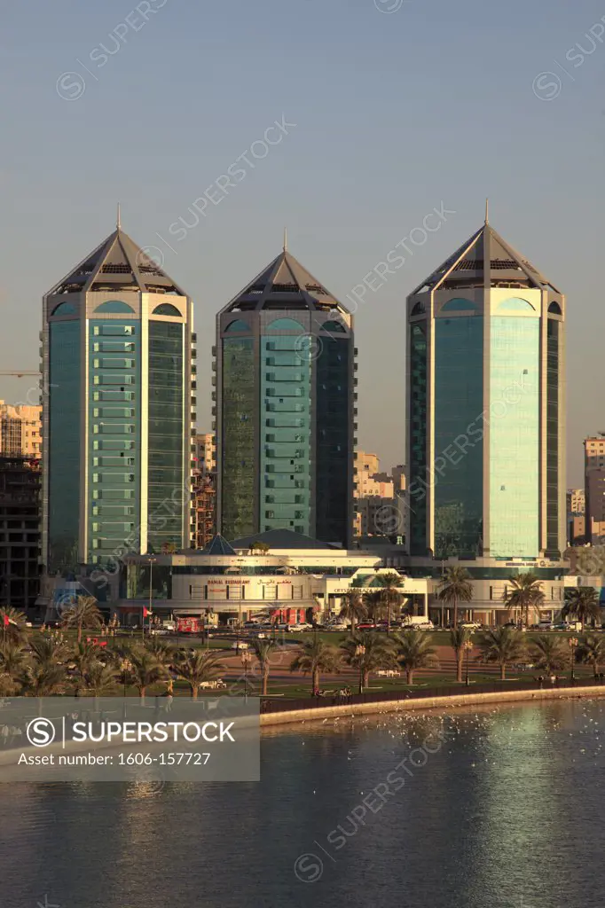 United Arab Emirates, Sharjah, skyline, Khalid Lagoon,