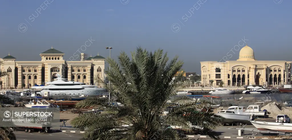 United Arab Emirates, Sharjah, Creek, government buildings, boats,