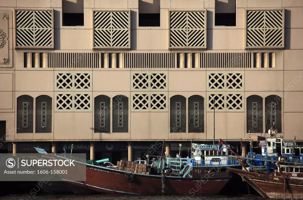United Arab Emirates, Dubai, Deira district, dhow boats, warehouse,