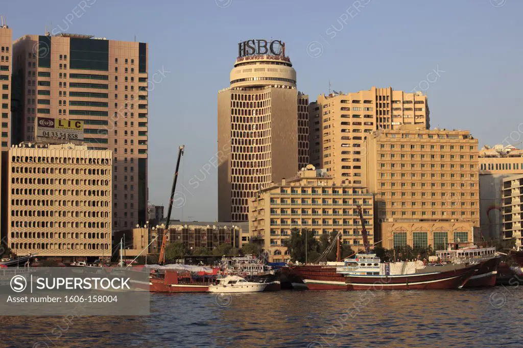 United Arab Emirates, Dubai, Creek, Deira district skyline,