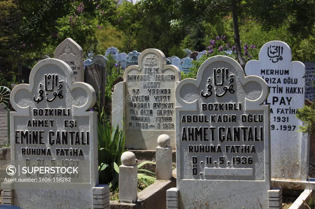 Turkey, Konya, muslim cemetery, tombstones,