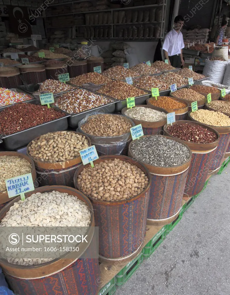Turkey, Ankara, Ulus, grains and nuts shop,