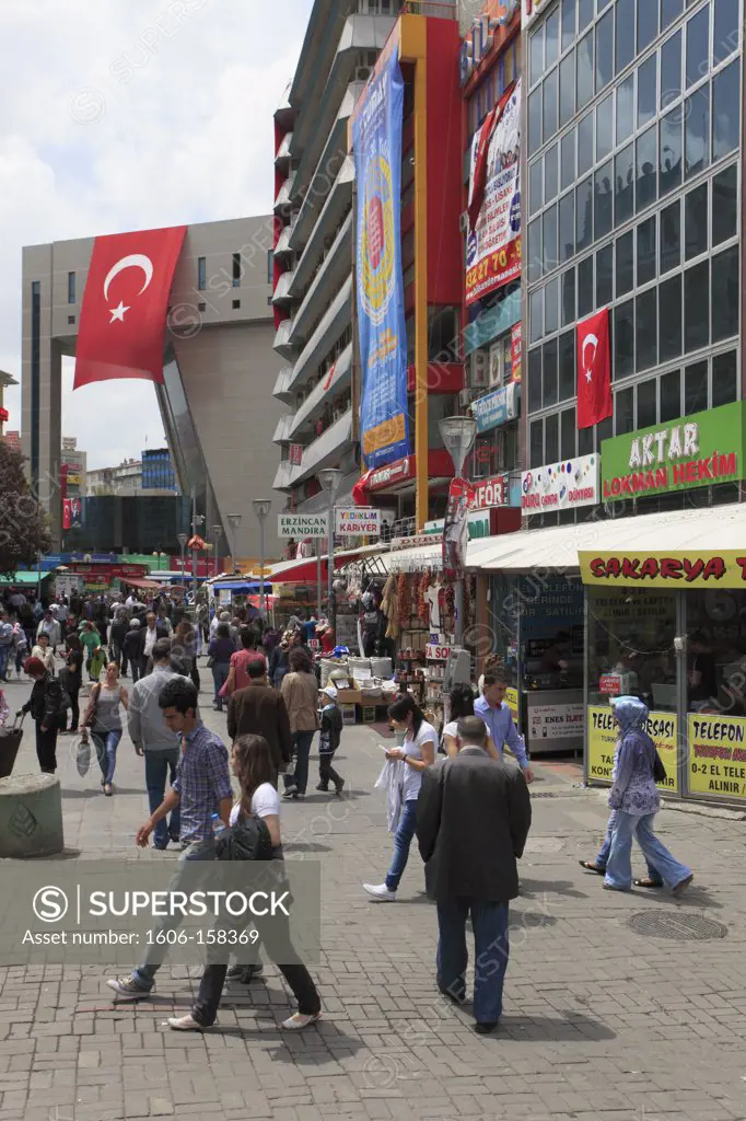 Turkey, Ankara, Kizilay, street scene, shops, people,