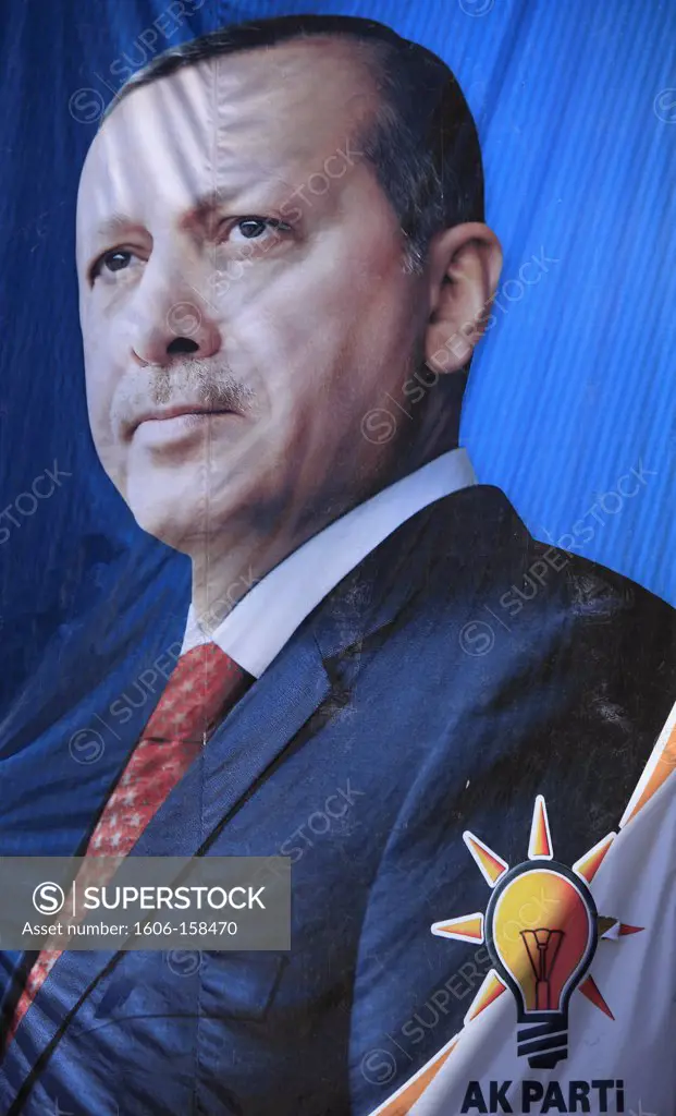 Turkey, Sanliurfa, Prime Minister Erdogan, election banner,