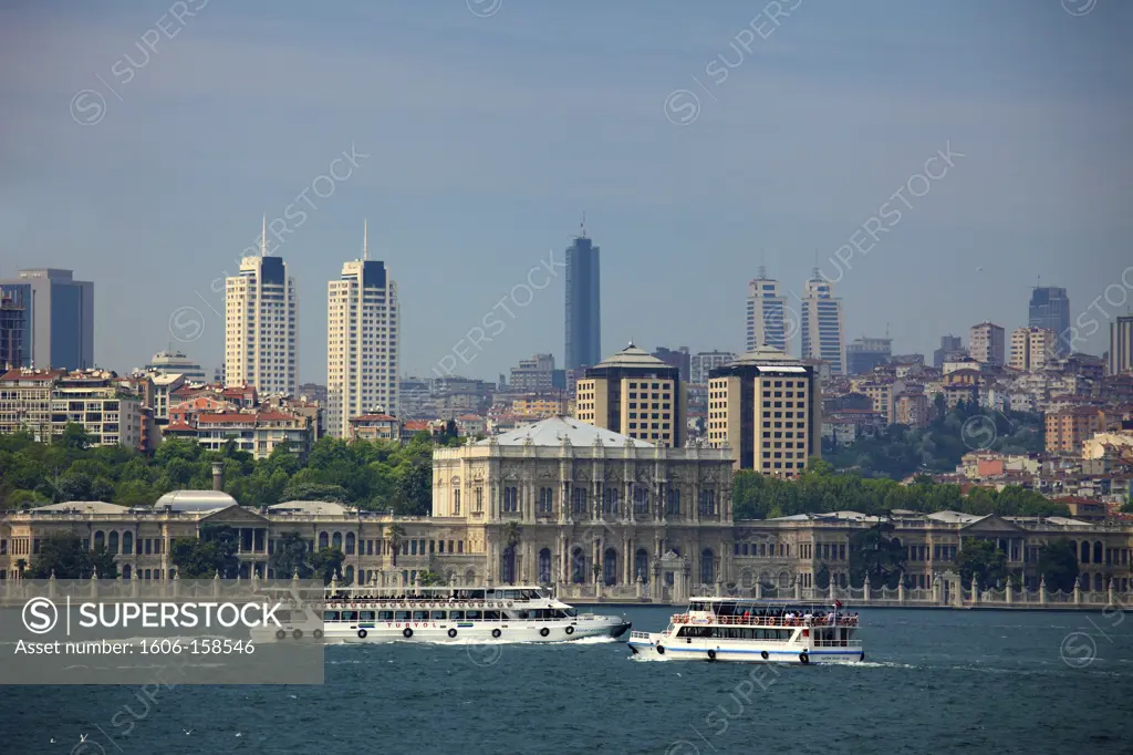 Turkey, Istanbul, skyline, skyscrapers, Dolmabahce Palace,