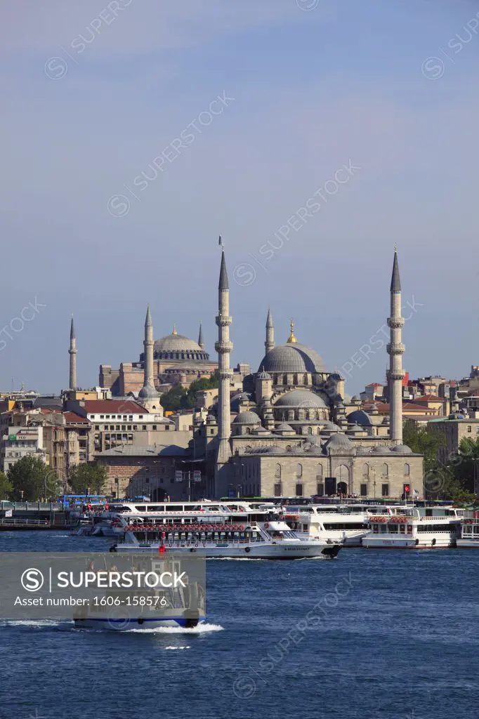 Turkey, Istanbul, Golden Horn, Yeni Camii, New Mosque, Aya Sofya, skyline,