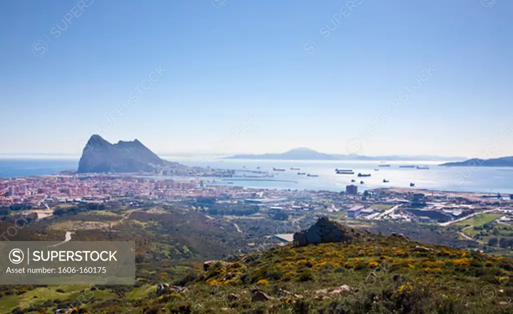 Spain-La Linea City-Gibraltar Rock-Gibraltar Strait and North Africa