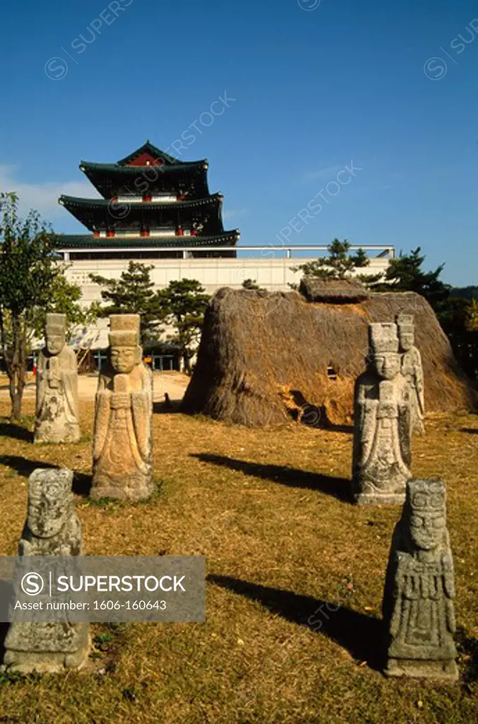 South Korea, Seoul, National Folk Museum, traditional old stone figures,