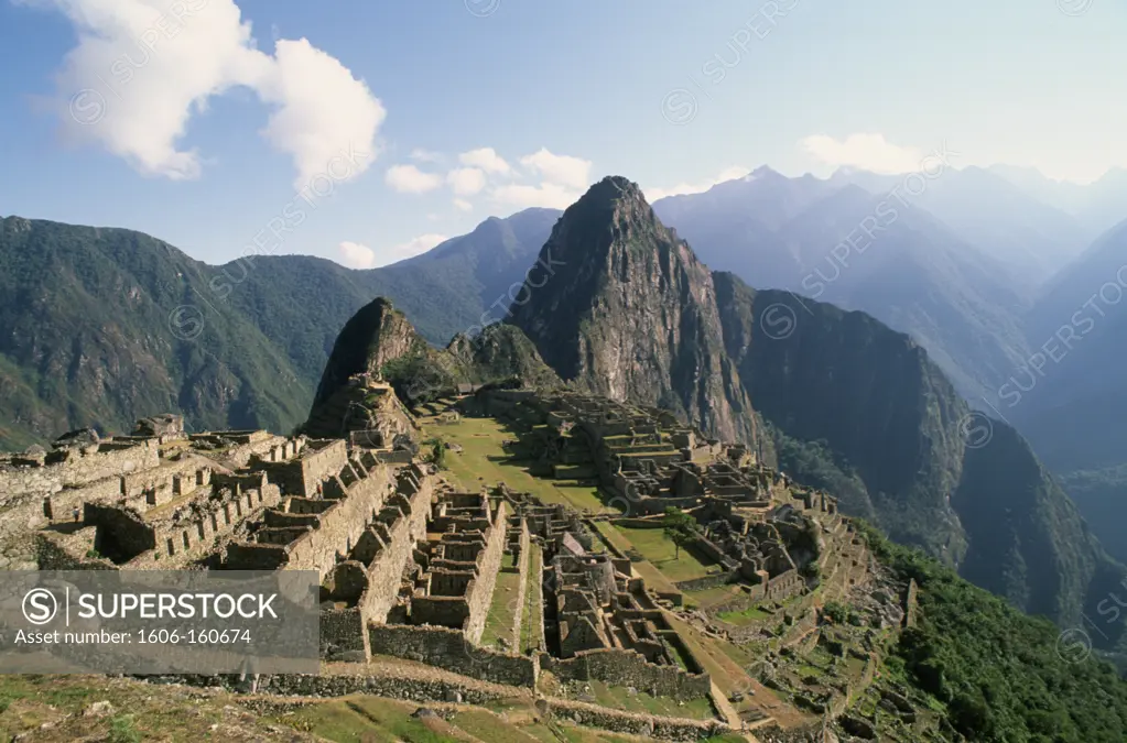 Peru, Machu Picchu, Inca ruins, mountain landscape,