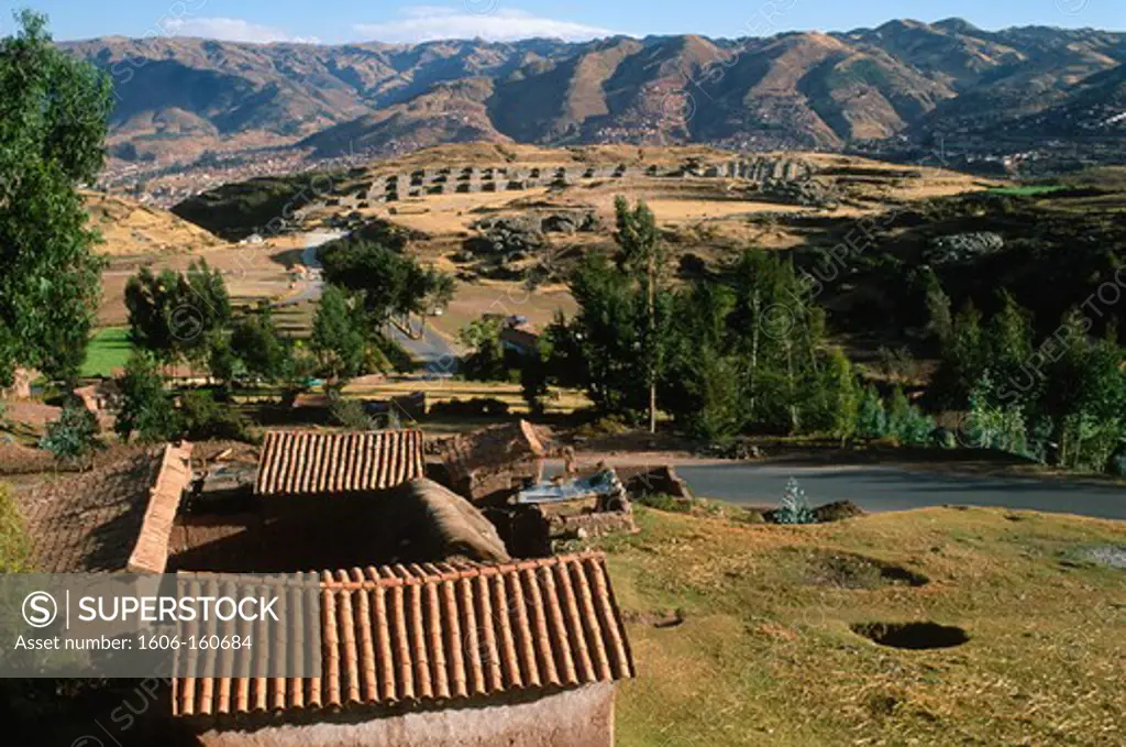 Peru, Cuzco, Sacsayhuaman Inca ruins, landscape,