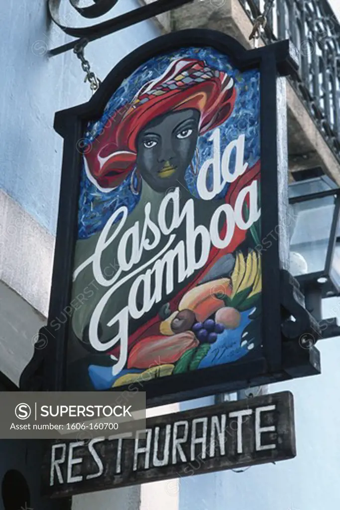 Brazil, Bahia, Salvador, restaurant sign,