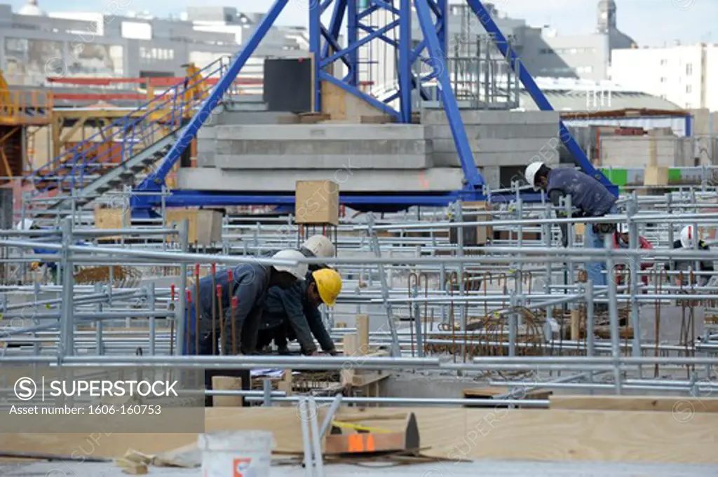 France,Paris, workers on building construction site, SNCF Zac Tolbiac