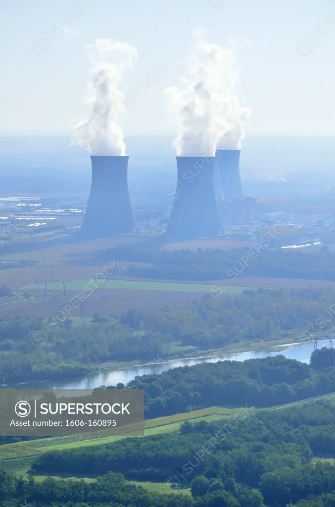 France, Centres, Loiret, Dampierre-en-Burly, Exchange nuclear power, aerial view