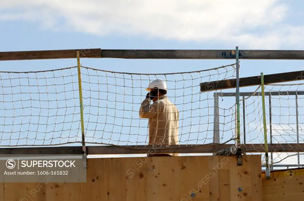 France, 44, Heric, Construction site of a college according to BBC standard , wooden structure, building low-energy