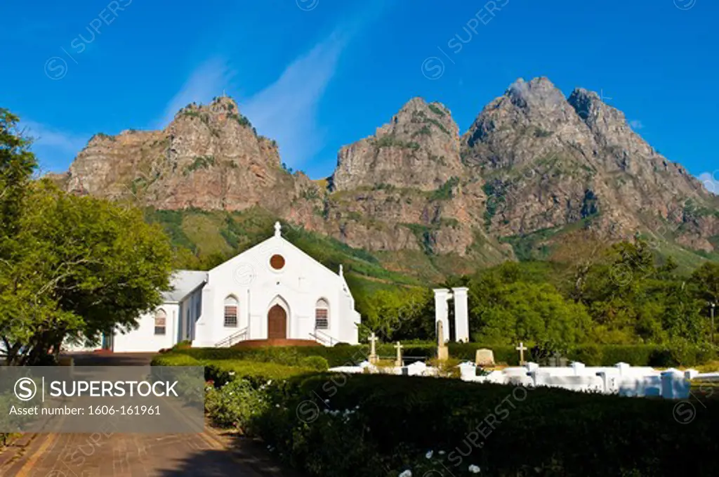 South Africa, Western Cape Province, Winelands, Frankshoek valley, the village Pniel, the church