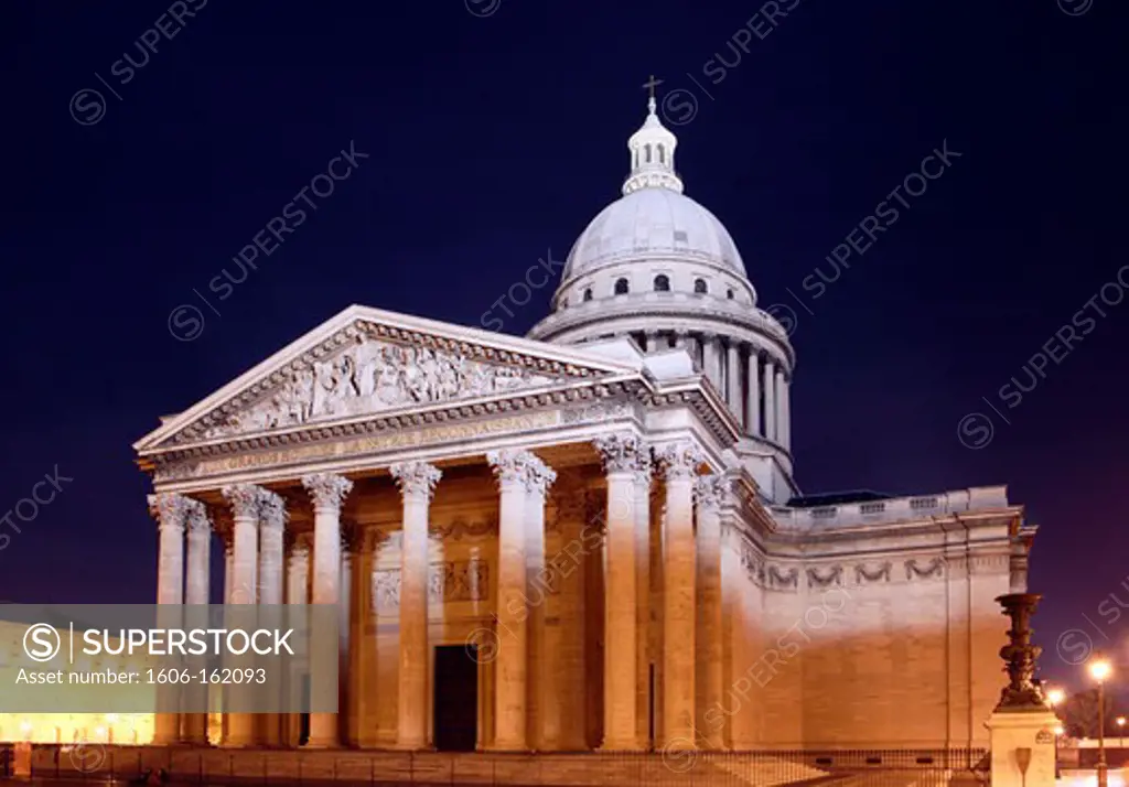 France,Paris,5th, Le Pantheon at night
