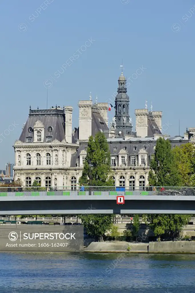 France, Ile-de-France, Capital, Paris, 4th, City center, City hall, Bank of the Seine