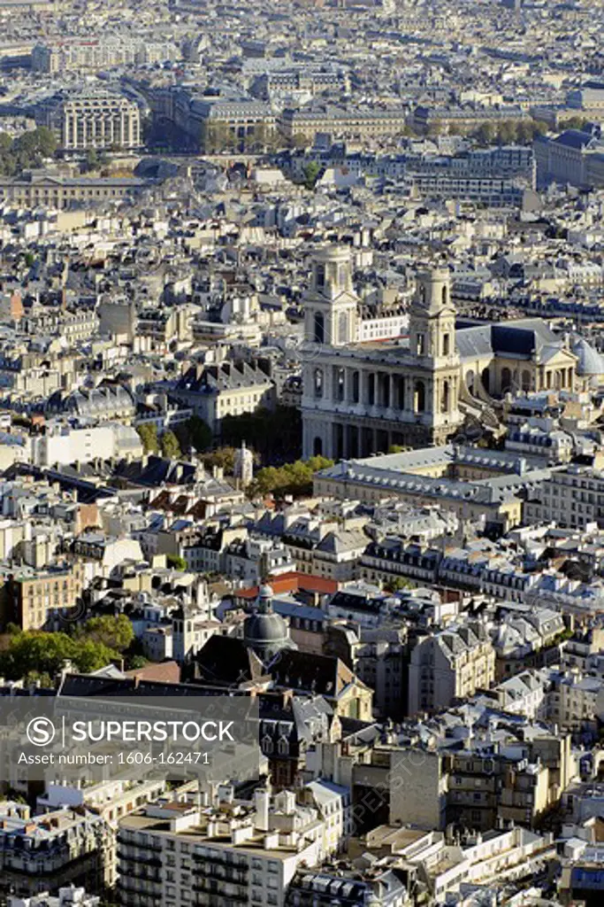 France, Ile-de-France, Capital, Paris, 6th, City center, plunging View(Sight), Saint-Germain-des-Près, Church Saint-Sulpice