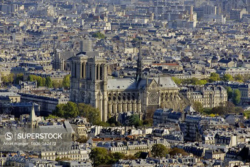 France, Ile-de-France, Capital, Paris, 6th, City center, plunging View(Sight), Notre-Dame
