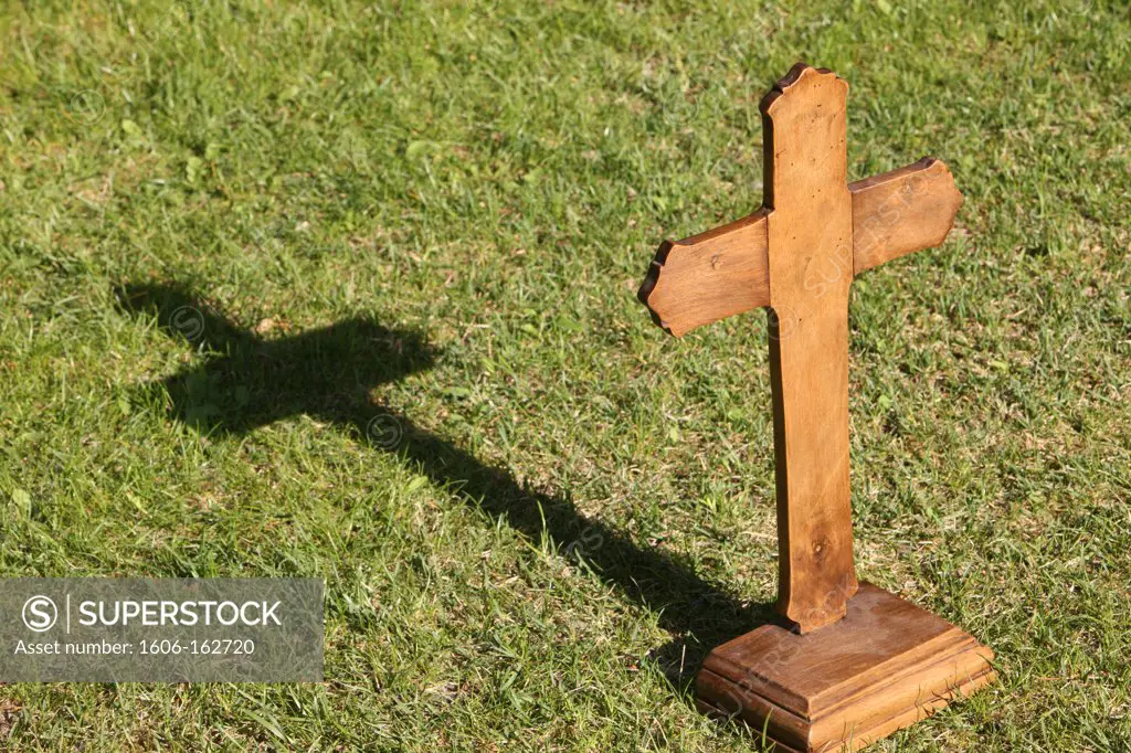 Christian cross on grass. France (Saint-Gervais, Haute-Savoie, France)