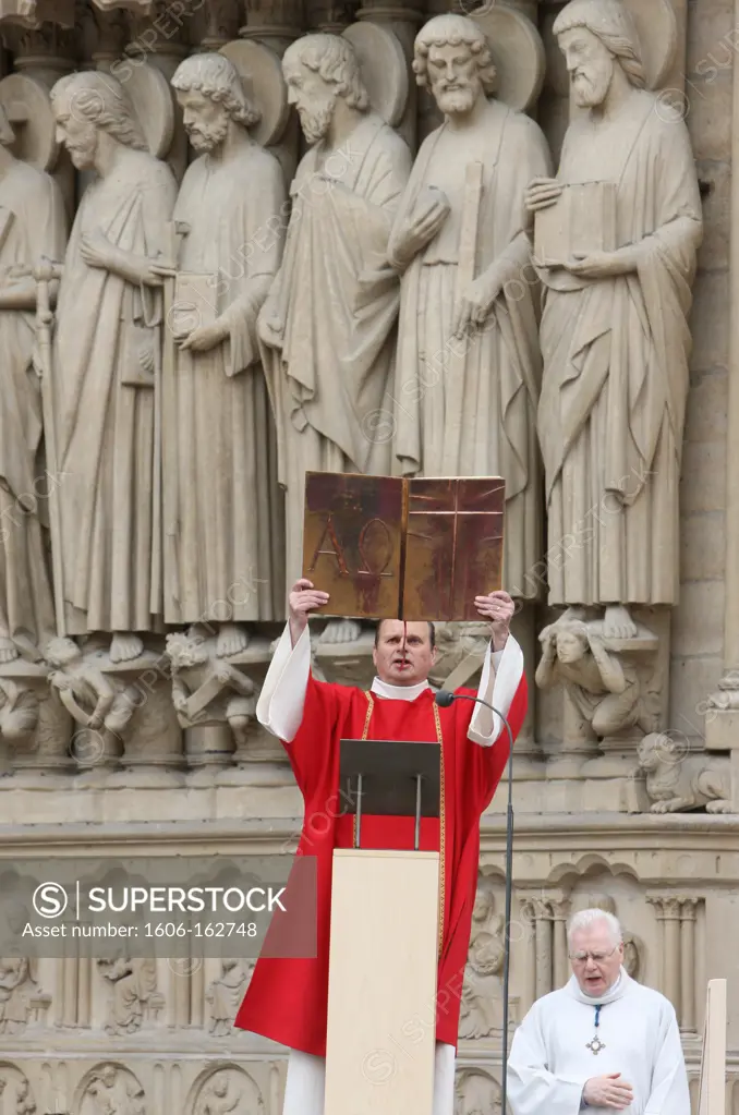 Priest ordinations at Notre Dame cathedral New Testament ritual. Paris. France. (Paris, Ile de France, France)