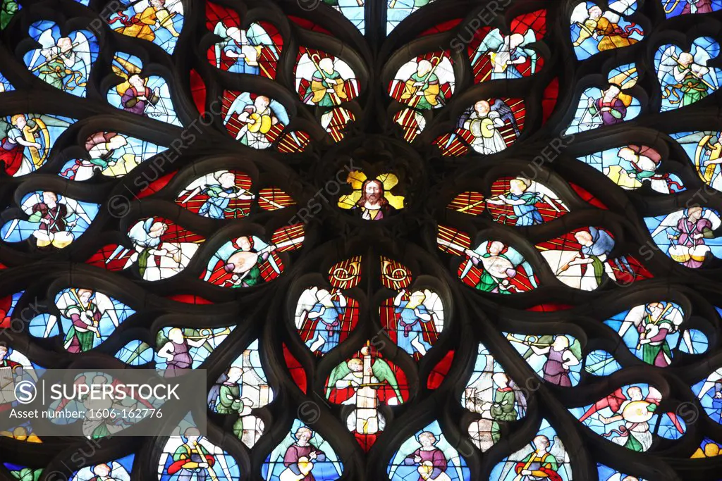 St Stephen's Cathedral rose window . Sens. France. (Sens, Yonne, France)