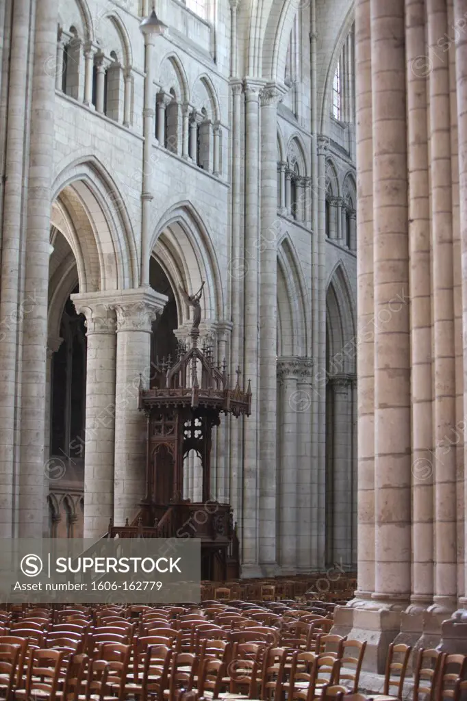 St Stephen's Cathedral. Nave columns . Sens. France. (Sens, Yonne, France)