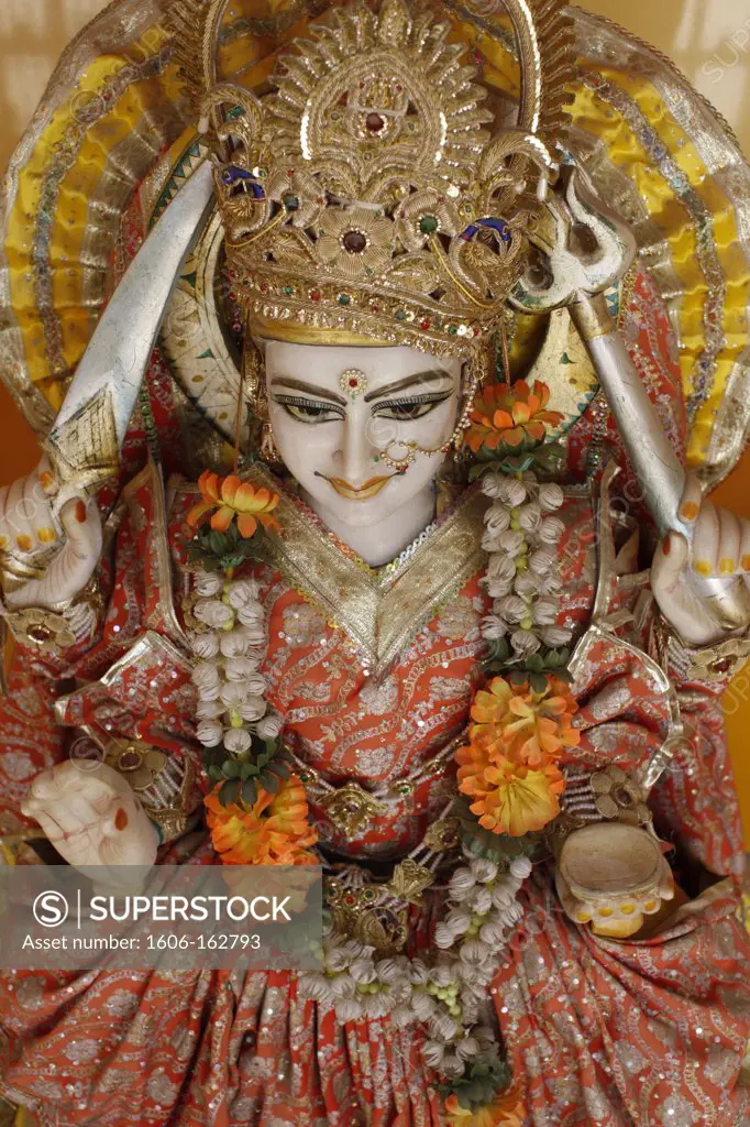 Lakshman temple in Rishikesh : Durga statue . India. (Rishikesh, Uttarakhand, India)