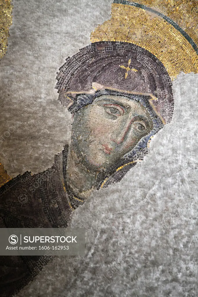 Hagia Sophia Deesis mosaic - Virgin Mary . Istanbul. Turkey. (Istanbul, Marmara, Turquie)