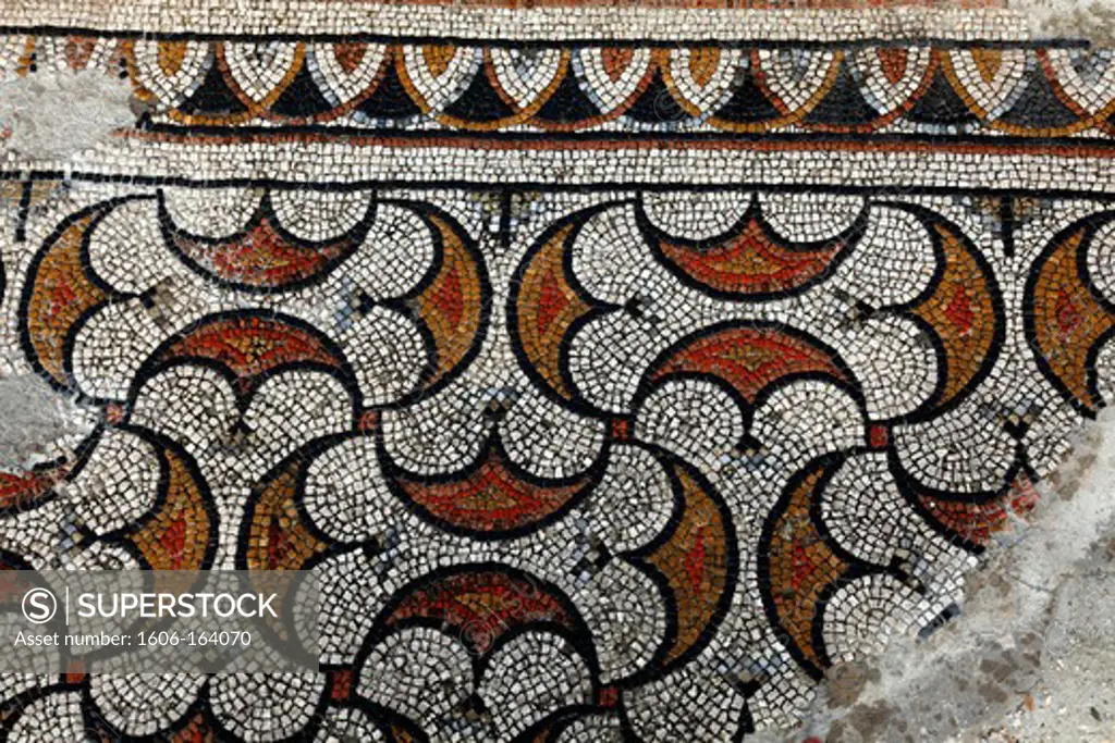 France, Midi-Pyrénées, Gers (32), Montreal-du-Gers, villa gallo romaine of Seviac, mosaic, (4th and 5th centuries)