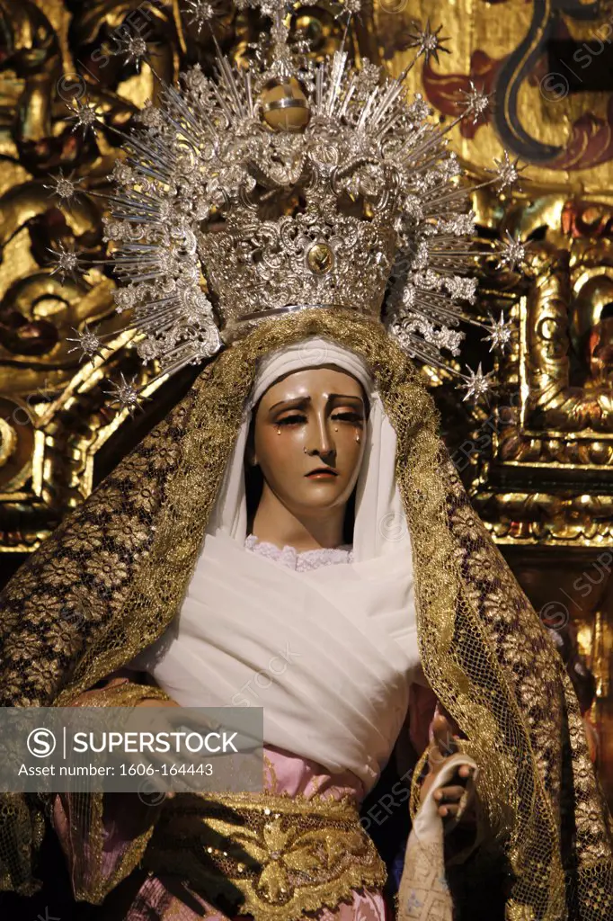 Virgin statue in Basilica Santa Maria de la Asuncion . Arcos de la Frontera. Spain.