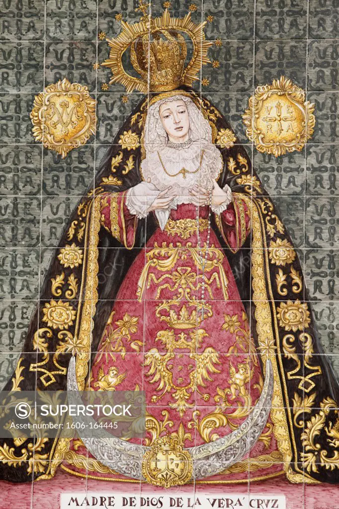 Madre de Dios de la Vera Cruz mosaic in Real convento de San Zoilo (San Francisco) . Antequera. Spain.