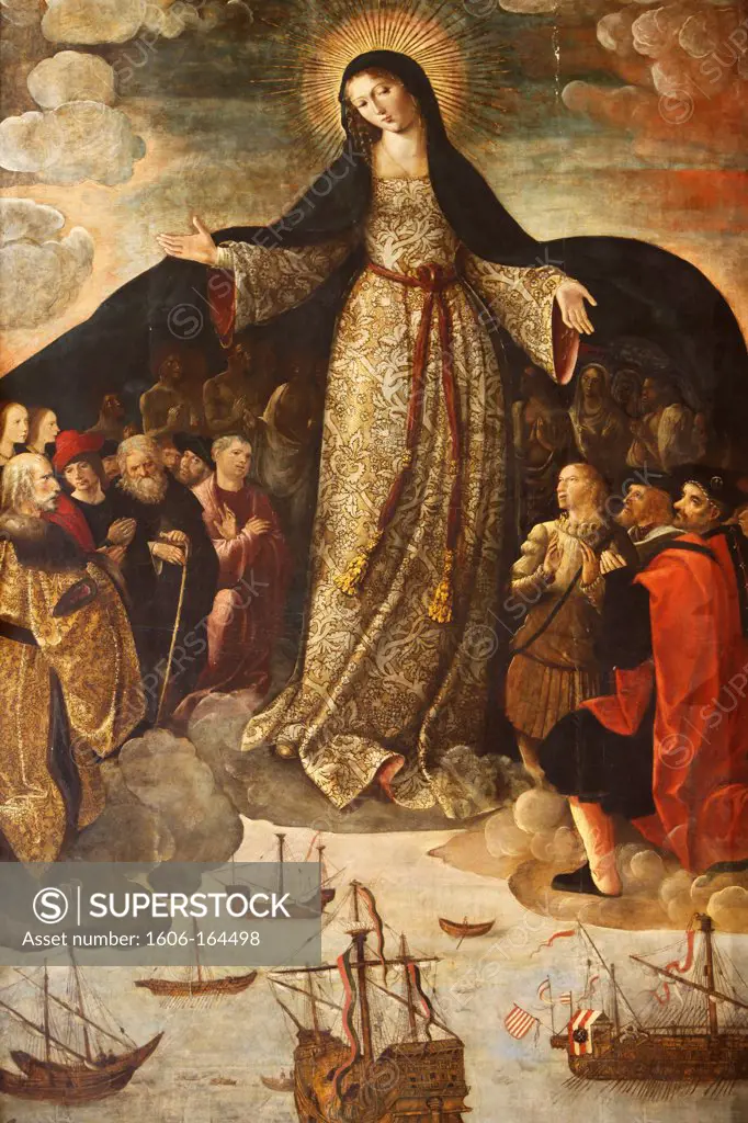 Real Alcazar de Sevilla Retablo de la Virgen de los Mareantes - Virgen de los Mareantes altarpiece (detail) . Sevilla. Spain.