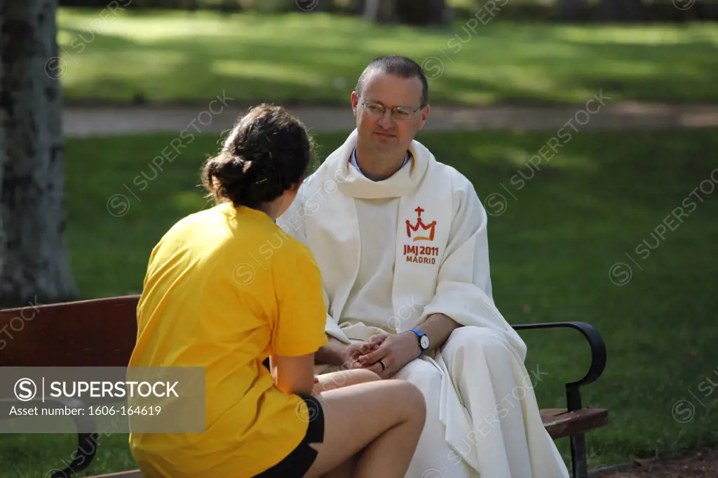 Holy confession during World Youth Day . Madrid. Spain.