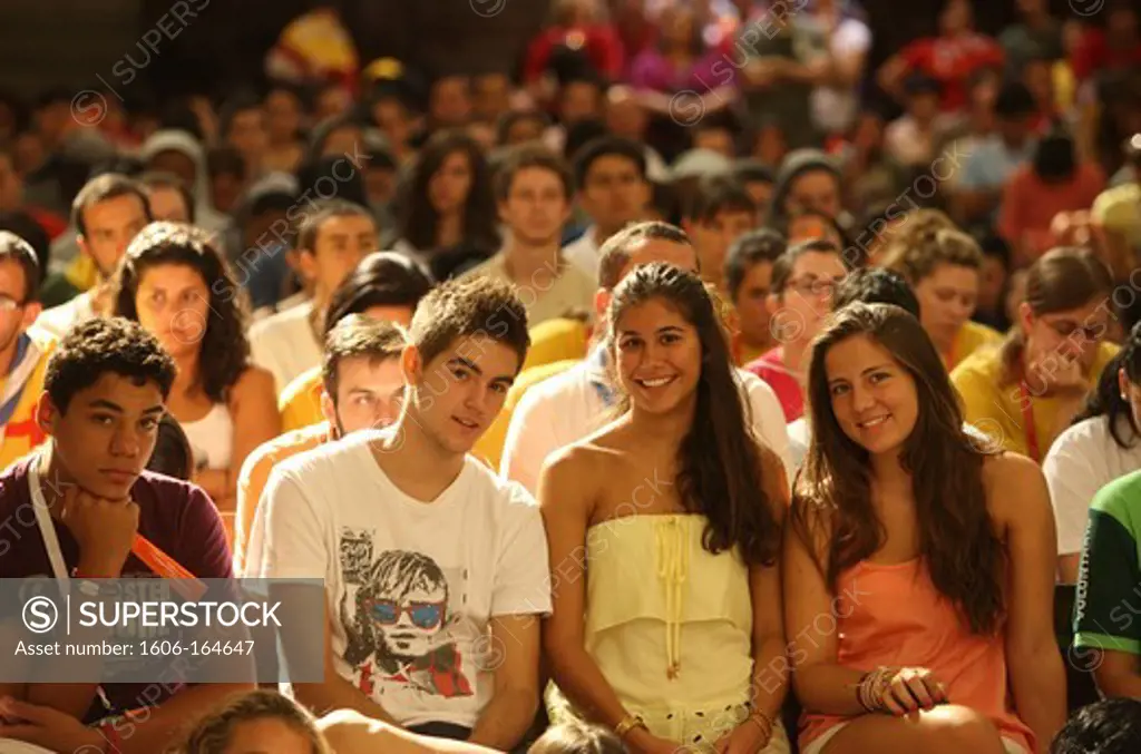 Youth listening to Catholic doctrine teaching during World Youth Day . Madrid. Spain.