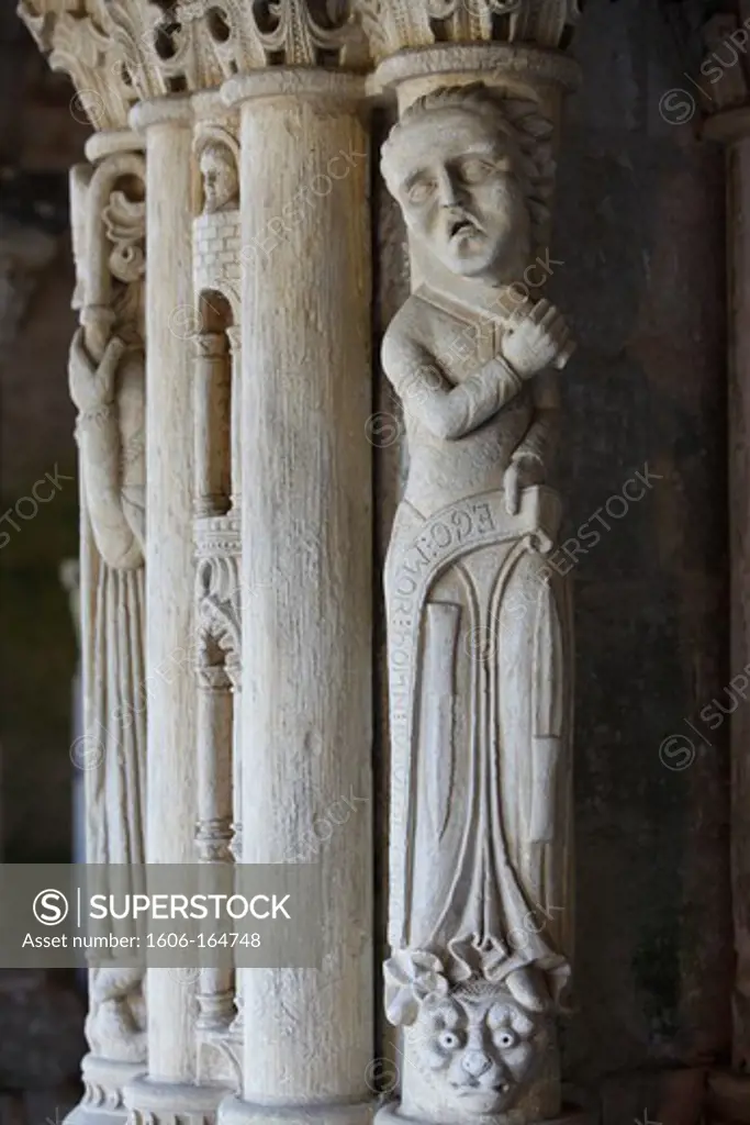Statues in Saint George's abbey chapter house (12th century) . Saint Martin de Boscherville. France.