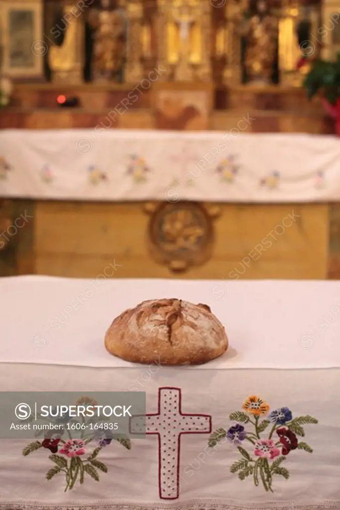Bread in church. Les Contamines. France.