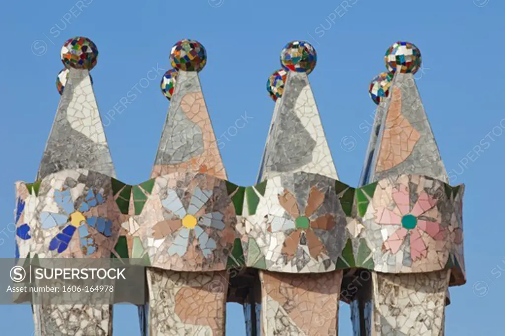 Spain,Barcelona,Casa Batllo,The Rooftop Chimneys