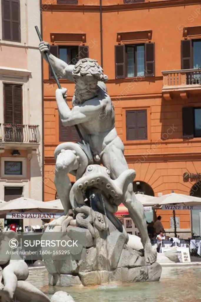 Italy,Rome,Piazza Navona,Neptune Fountain,Neptune Statue