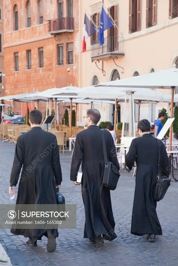 Italy,Rome,Priests in Piazza Navona