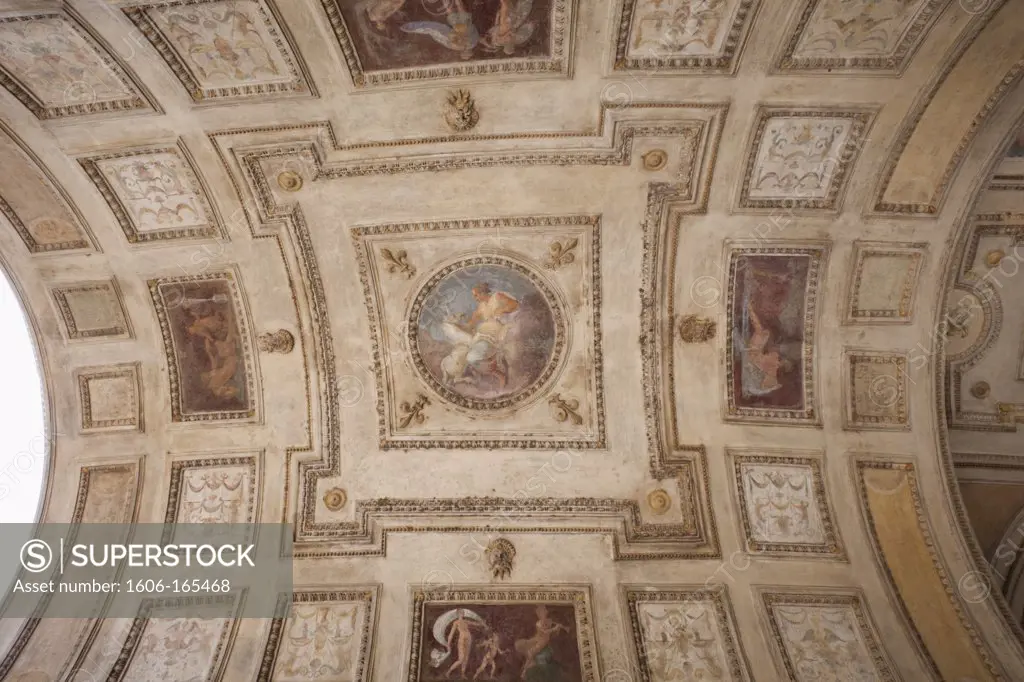 Italy,Rome,Castel Sant'Angelo,Outdoor Courtyard Walkway,Ceiling Detail