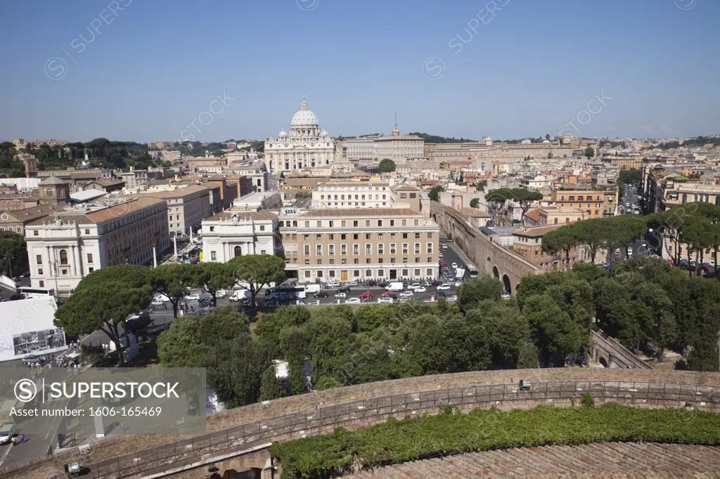 Italy,Rome,View of The Vatican from Castel Sant'Angelo