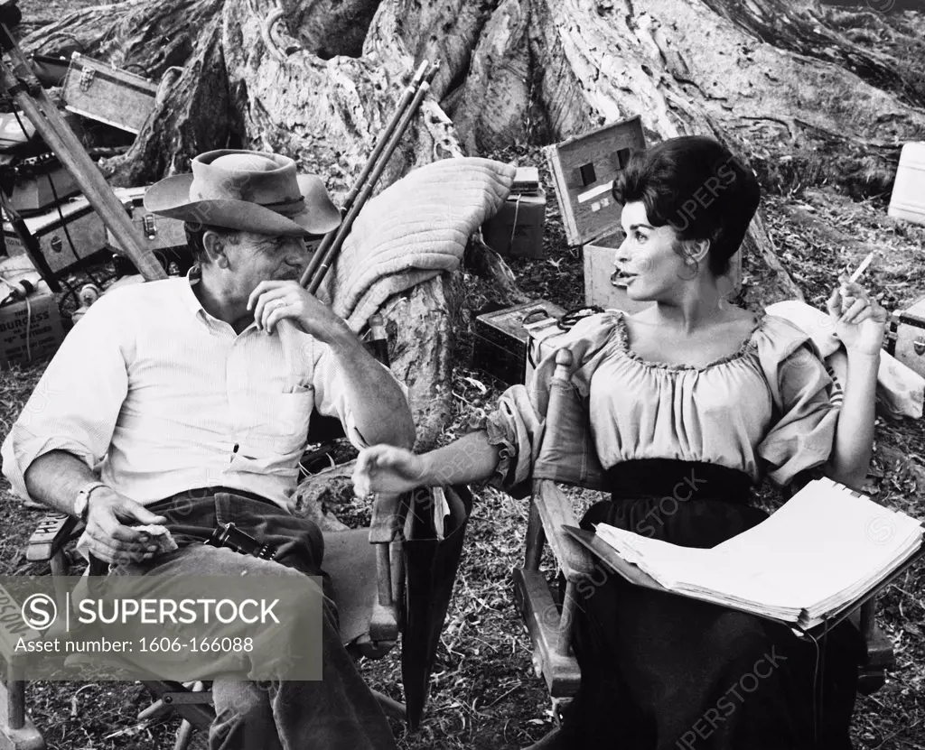 On the set, Sam Peckinpah with Senta Berger , Major Dundee , 1965 directed by Sam Peckinpah Columbia Pictures