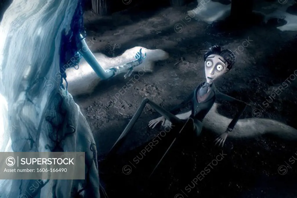 The Corpse Bride, voiced by HELENA BONHAM CARTER and Victor Van Dort, voiced by JOHNNY DEPP , Corpse Bride , 2005 directed by Tim Burton WARNER BROS. PICTURES