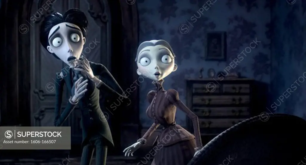 Victor Van Dort, voiced by JOHNNY DEPP, and Victoria Everglot, voiced by EMILY WATSON , Corpse Bride , 2005 directed by Tim Burton WARNER BROS. PICTURES