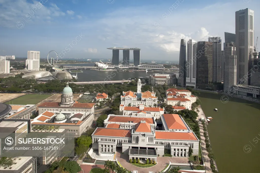 Singapore City,Parliament Bldg.,Marina Bay and Raffles Square Area