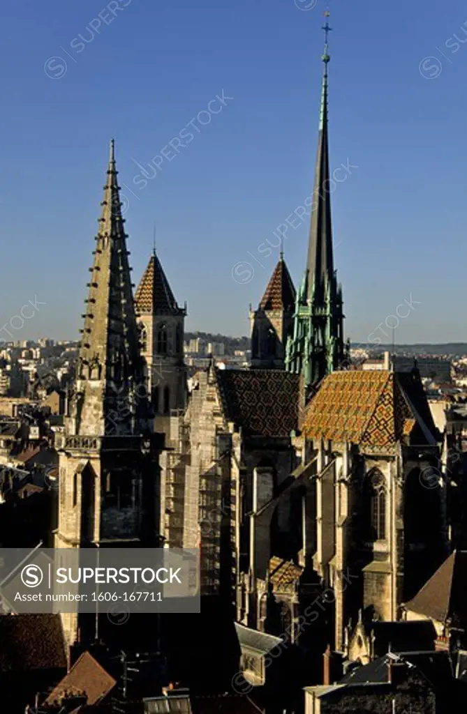 France, Dijon, Saint Benignus cathedral and the spire
